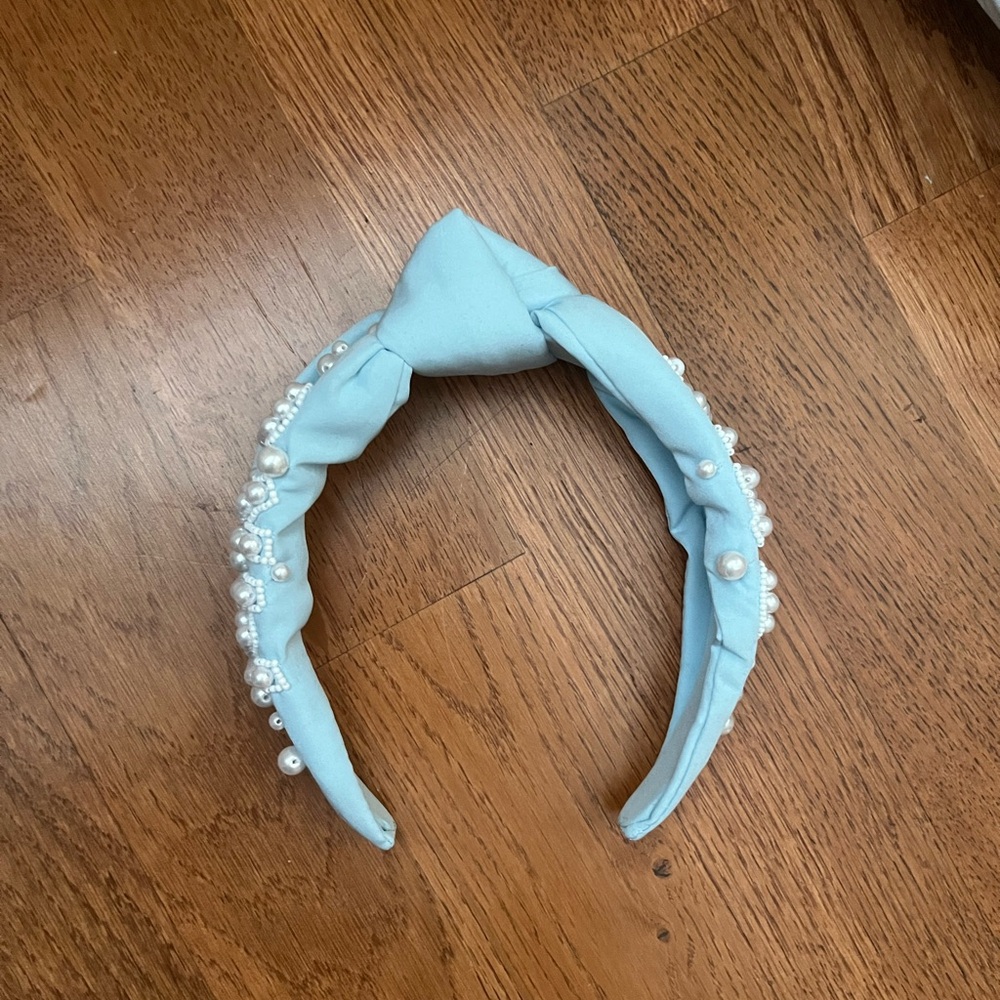 Light Blue with Pearls MRS. Headband